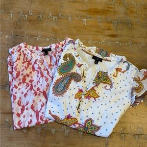 Talbots 100% Cotton Multicolor Paisley and Floral Tank Tops